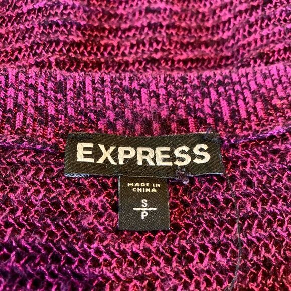 Express Hot Pink & Black Marled Lightweight Slouchy Crewneck Sweater Sma… - Picture 8 of 8